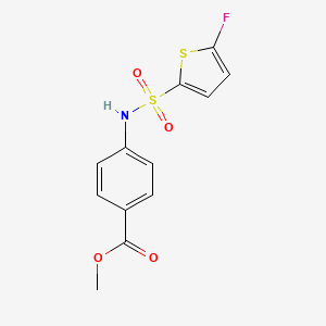 molecular formula C12H10FNO4S2 B10911228 Methyl 4-((5-fluorothiophene)-2-sulfonamido)benzoate 