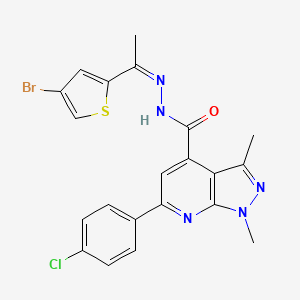 molecular formula C21H17BrClN5OS B10911229 N'-[(1Z)-1-(4-bromothiophen-2-yl)ethylidene]-6-(4-chlorophenyl)-1,3-dimethyl-1H-pyrazolo[3,4-b]pyridine-4-carbohydrazide 