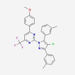 molecular formula C29H22ClF3N4O B10911243 2-[4-chloro-3,5-bis(3-methylphenyl)-1H-pyrazol-1-yl]-4-(4-methoxyphenyl)-6-(trifluoromethyl)pyrimidine 