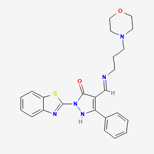 molecular formula C24H25N5O2S B10911261 (4E)-2-(1,3-benzothiazol-2-yl)-4-({[3-(morpholin-4-yl)propyl]amino}methylidene)-5-phenyl-2,4-dihydro-3H-pyrazol-3-one 