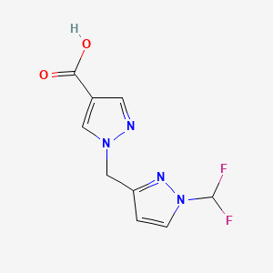 molecular formula C9H8F2N4O2 B10911294 1-{[1-(difluoromethyl)-1H-pyrazol-3-yl]methyl}-1H-pyrazole-4-carboxylic acid 