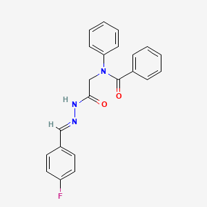 molecular formula C22H18FN3O2 B10911472 N-{2-[(2E)-2-(4-fluorobenzylidene)hydrazinyl]-2-oxoethyl}-N-phenylbenzamide (non-preferred name) 