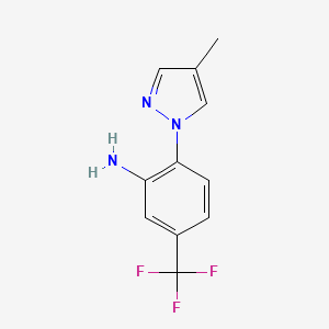 molecular formula C11H10F3N3 B10911578 2-(4-Methyl-1H-pyrazol-1-YL)-5-(trifluoromethyl)aniline 