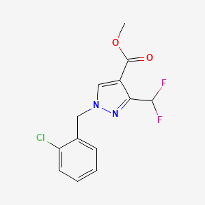 molecular formula C13H11ClF2N2O2 B10911585 Methyl 1-(2-chlorobenzyl)-3-(difluoromethyl)-1H-pyrazole-4-carboxylate 