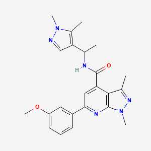 molecular formula C23H26N6O2 B10911651 N-[1-(1,5-dimethyl-1H-pyrazol-4-yl)ethyl]-6-(3-methoxyphenyl)-1,3-dimethyl-1H-pyrazolo[3,4-b]pyridine-4-carboxamide 