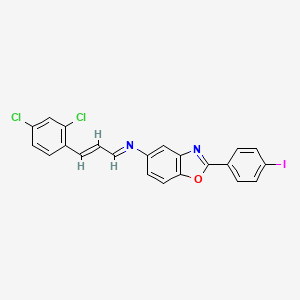 molecular formula C22H13Cl2IN2O B10911689 N-[(1E,2E)-3-(2,4-dichlorophenyl)prop-2-en-1-ylidene]-2-(4-iodophenyl)-1,3-benzoxazol-5-amine 