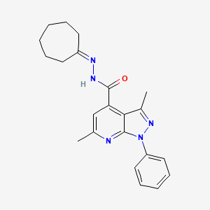 molecular formula C22H25N5O B10911951 N'-cycloheptylidene-3,6-dimethyl-1-phenyl-1H-pyrazolo[3,4-b]pyridine-4-carbohydrazide 