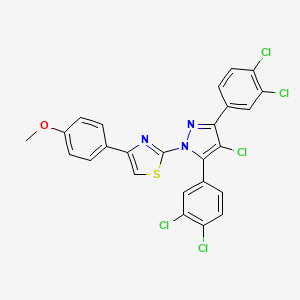 molecular formula C25H14Cl5N3OS B10912097 2-[4-chloro-3,5-bis(3,4-dichlorophenyl)-1H-pyrazol-1-yl]-4-(4-methoxyphenyl)-1,3-thiazole 