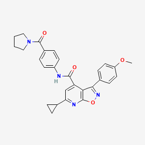 molecular formula C28H26N4O4 B10912112 6-cyclopropyl-3-(4-methoxyphenyl)-N-[4-(pyrrolidin-1-ylcarbonyl)phenyl][1,2]oxazolo[5,4-b]pyridine-4-carboxamide 