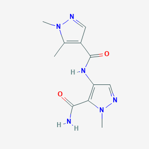 molecular formula C11H14N6O2 B10912144 N-(5-carbamoyl-1-methyl-1H-pyrazol-4-yl)-1,5-dimethyl-1H-pyrazole-4-carboxamide 
