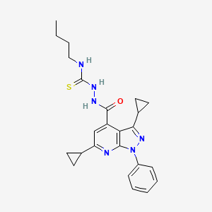 molecular formula C24H28N6OS B10912226 N-butyl-2-[(3,6-dicyclopropyl-1-phenyl-1H-pyrazolo[3,4-b]pyridin-4-yl)carbonyl]hydrazinecarbothioamide 
