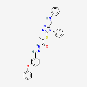 molecular formula C31H28N6O2S B10912263 N'-[(E)-(3-phenoxyphenyl)methylidene]-2-({4-phenyl-5-[(phenylamino)methyl]-4H-1,2,4-triazol-3-yl}sulfanyl)propanehydrazide 