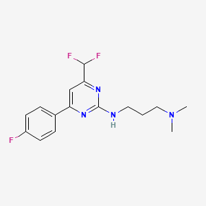 molecular formula C16H19F3N4 B10912285 N'-[4-(difluoromethyl)-6-(4-fluorophenyl)pyrimidin-2-yl]-N,N-dimethylpropane-1,3-diamine 