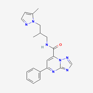 molecular formula C20H21N7O B10912333 N-[2-methyl-3-(5-methyl-1H-pyrazol-1-yl)propyl]-5-phenyl[1,2,4]triazolo[1,5-a]pyrimidine-7-carboxamide 