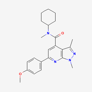 molecular formula C23H28N4O2 B10912362 N-cyclohexyl-6-(4-methoxyphenyl)-N,1,3-trimethyl-1H-pyrazolo[3,4-b]pyridine-4-carboxamide 