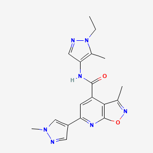 molecular formula C18H19N7O2 B10912495 N-(1-ethyl-5-methyl-1H-pyrazol-4-yl)-3-methyl-6-(1-methyl-1H-pyrazol-4-yl)[1,2]oxazolo[5,4-b]pyridine-4-carboxamide 