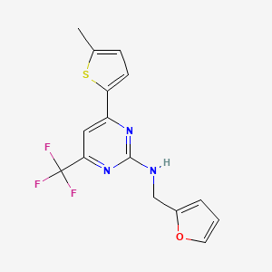 molecular formula C15H12F3N3OS B10912500 N-(furan-2-ylmethyl)-4-(5-methylthiophen-2-yl)-6-(trifluoromethyl)pyrimidin-2-amine 