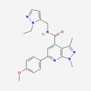 molecular formula C22H24N6O2 B10912510 N-[(1-ethyl-1H-pyrazol-5-yl)methyl]-6-(4-methoxyphenyl)-1,3-dimethyl-1H-pyrazolo[3,4-b]pyridine-4-carboxamide 