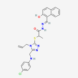 molecular formula C26H25ClN6O2S B10912516 2-({4-allyl-5-[(4-chloroanilino)methyl]-4H-1,2,4-triazol-3-yl}sulfanyl)-N'-[(2-hydroxy-1-naphthyl)methylene]propanohydrazide 