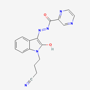 molecular formula C17H14N6O2 B10912527 N'-[(3E)-1-(3-cyanopropyl)-2-oxo-1,2-dihydro-3H-indol-3-ylidene]pyrazine-2-carbohydrazide 