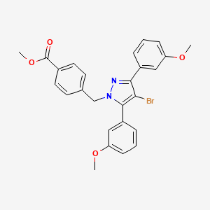 molecular formula C26H23BrN2O4 B10912563 methyl 4-{[4-bromo-3,5-bis(3-methoxyphenyl)-1H-pyrazol-1-yl]methyl}benzoate 