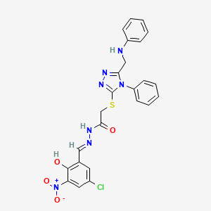 molecular formula C24H20ClN7O4S B10912678 N'-[(E)-(5-chloro-2-hydroxy-3-nitrophenyl)methylidene]-2-({4-phenyl-5-[(phenylamino)methyl]-4H-1,2,4-triazol-3-yl}sulfanyl)acetohydrazide 