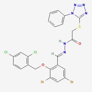 molecular formula C23H16Br2Cl2N6O2S B10912679 N'-[(E)-{3,5-dibromo-2-[(2,4-dichlorobenzyl)oxy]phenyl}methylidene]-2-[(1-phenyl-1H-tetrazol-5-yl)sulfanyl]acetohydrazide 