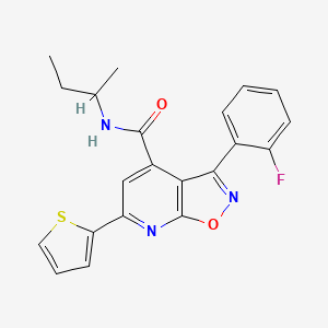 molecular formula C21H18FN3O2S B10912734 N-(butan-2-yl)-3-(2-fluorophenyl)-6-(thiophen-2-yl)[1,2]oxazolo[5,4-b]pyridine-4-carboxamide 
