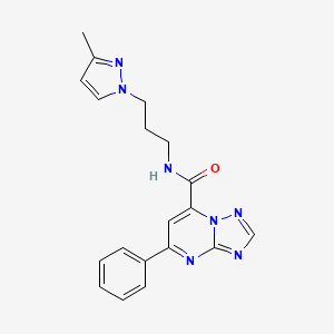molecular formula C19H19N7O B10912797 N-[3-(3-methyl-1H-pyrazol-1-yl)propyl]-5-phenyl[1,2,4]triazolo[1,5-a]pyrimidine-7-carboxamide 