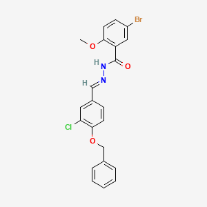 molecular formula C22H18BrClN2O3 B10912834 N'-{(E)-[4-(benzyloxy)-3-chlorophenyl]methylidene}-5-bromo-2-methoxybenzohydrazide 