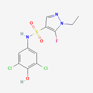 molecular formula C11H10Cl2FN3O3S B10912847 N-(3,5-Dichloro-4-hydroxyphenyl)-1-ethyl-5-fluoro-1H-pyrazole-4-sulfonamide 