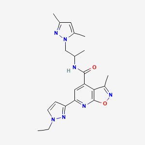 molecular formula C21H25N7O2 B10912866 N-[1-(3,5-dimethyl-1H-pyrazol-1-yl)propan-2-yl]-6-(1-ethyl-1H-pyrazol-3-yl)-3-methyl[1,2]oxazolo[5,4-b]pyridine-4-carboxamide 