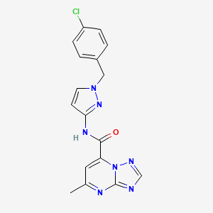 molecular formula C17H14ClN7O B10913040 N-[1-(4-chlorobenzyl)-1H-pyrazol-3-yl]-5-methyl[1,2,4]triazolo[1,5-a]pyrimidine-7-carboxamide 