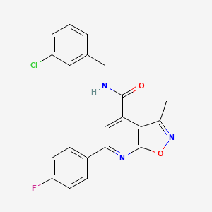 molecular formula C21H15ClFN3O2 B10913096 N-(3-chlorobenzyl)-6-(4-fluorophenyl)-3-methyl[1,2]oxazolo[5,4-b]pyridine-4-carboxamide 