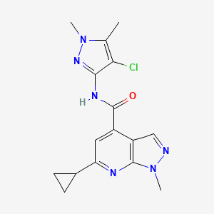 molecular formula C16H17ClN6O B10913204 N-(4-chloro-1,5-dimethyl-1H-pyrazol-3-yl)-6-cyclopropyl-1-methyl-1H-pyrazolo[3,4-b]pyridine-4-carboxamide 