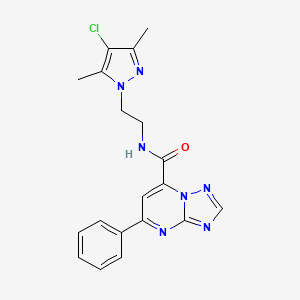 molecular formula C19H18ClN7O B10913469 N-[2-(4-chloro-3,5-dimethyl-1H-pyrazol-1-yl)ethyl]-5-phenyl[1,2,4]triazolo[1,5-a]pyrimidine-7-carboxamide 