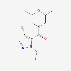 molecular formula C12H18BrN3O2 B10913781 (4-bromo-1-ethyl-1H-pyrazol-5-yl)(2,6-dimethylmorpholin-4-yl)methanone CAS No. 1005584-18-8