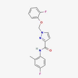 molecular formula C18H15F2N3O2 B10913977 N-(4-fluoro-2-methylphenyl)-1-[(2-fluorophenoxy)methyl]-1H-pyrazole-3-carboxamide 