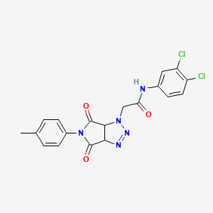 molecular formula C19H15Cl2N5O3 B10913990 N-(3,4-dichlorophenyl)-2-[5-(4-methylphenyl)-4,6-dioxo-4,5,6,6a-tetrahydropyrrolo[3,4-d][1,2,3]triazol-1(3aH)-yl]acetamide 
