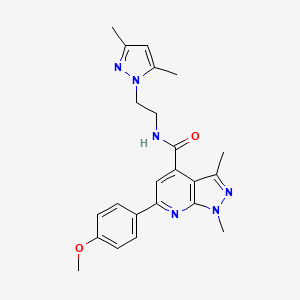 molecular formula C23H26N6O2 B10914092 N-[2-(3,5-dimethyl-1H-pyrazol-1-yl)ethyl]-6-(4-methoxyphenyl)-1,3-dimethyl-1H-pyrazolo[3,4-b]pyridine-4-carboxamide 