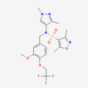 molecular formula C20H23F3N4O5S B10914126 N-(1,3-dimethyl-1H-pyrazol-4-yl)-N-[3-methoxy-4-(2,2,2-trifluoroethoxy)benzyl]-3,5-dimethyl-1,2-oxazole-4-sulfonamide 