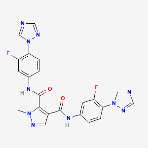 molecular formula C22H16F2N10O2 B10914251 N,N'-bis[3-fluoro-4-(1H-1,2,4-triazol-1-yl)phenyl]-1-methyl-1H-pyrazole-4,5-dicarboxamide 