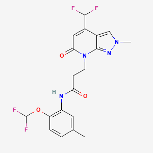 molecular formula C19H18F4N4O3 B10914314 N-[2-(difluoromethoxy)-5-methylphenyl]-3-[4-(difluoromethyl)-2-methyl-6-oxo-2,6-dihydro-7H-pyrazolo[3,4-b]pyridin-7-yl]propanamide 