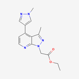 molecular formula C15H17N5O2 B10914539 Ethyl 2-(3-methyl-4-(1-methyl-1H-pyrazol-4-yl)-1H-pyrazolo[3,4-b]pyridin-1-yl)acetate 