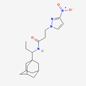molecular formula C19H28N4O3 B10914601 N~1~-[1-(1-Adamantyl)propyl]-3-(3-nitro-1H-pyrazol-1-YL)propanamide 