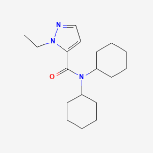 molecular formula C18H29N3O B10914607 N,N-dicyclohexyl-1-ethyl-1H-pyrazole-5-carboxamide 