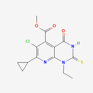 molecular formula C14H14ClN3O3S B10914636 Methyl 6-chloro-7-cyclopropyl-1-ethyl-4-oxo-2-sulfanyl-1,4-dihydropyrido[2,3-d]pyrimidine-5-carboxylate 