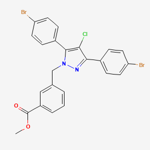 molecular formula C24H17Br2ClN2O2 B10914657 methyl 3-{[3,5-bis(4-bromophenyl)-4-chloro-1H-pyrazol-1-yl]methyl}benzoate 