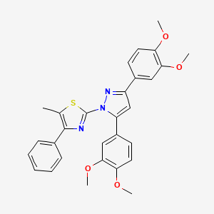 molecular formula C29H27N3O4S B10914667 2-[3,5-bis(3,4-dimethoxyphenyl)-1H-pyrazol-1-yl]-5-methyl-4-phenyl-1,3-thiazole CAS No. 1006330-26-2