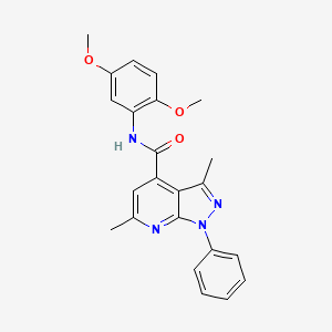 molecular formula C23H22N4O3 B10914684 N-(2,5-dimethoxyphenyl)-3,6-dimethyl-1-phenyl-1H-pyrazolo[3,4-b]pyridine-4-carboxamide 